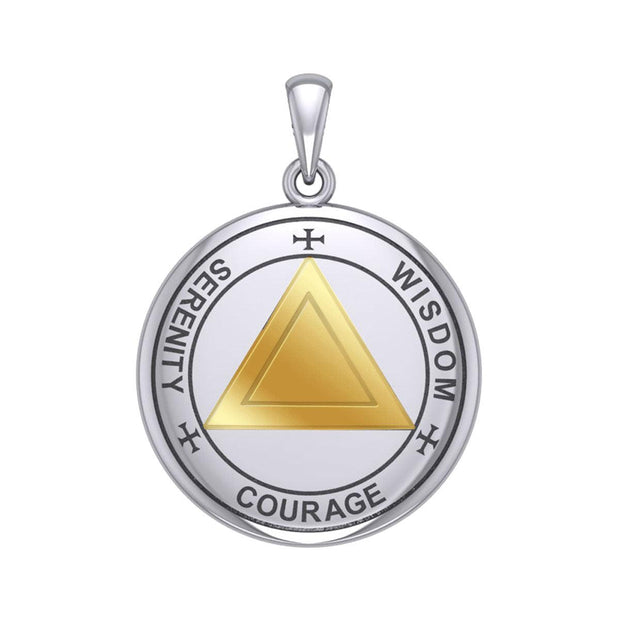 Sigil Seal of The AA Recovery Silver with 14K Gold Accent Necklace MNC558 - Wholesale Jewelry