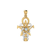 Oberon Zell Penkhaduce Wizardry Symbol Sterling Silver and Gold Accents and Rainbow Moonstone Pendant MPD6333