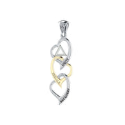 Triple Heart AA Recovery Pendant in Sterling Silver with Gold Accents MPD6372