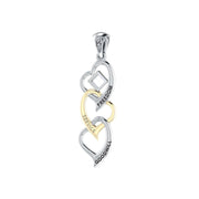 Triple Heart NA Recovery Pendant in Sterling Silver with Gold Accents MPD6373