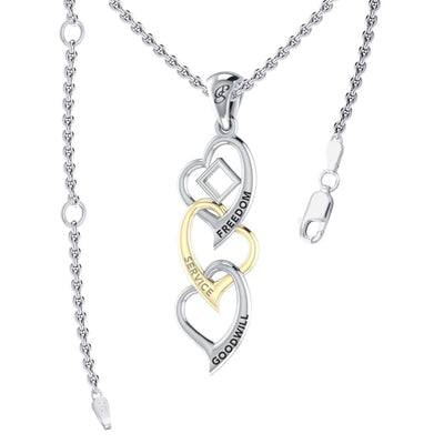 Triple Heart NA Recovery Pendant in Sterling Silver with Gold Accents MPD6373