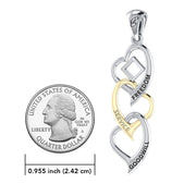 Triple Heart NA Recovery Pendant in Sterling Silver with Gold Accents MPD6373