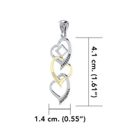 Triple Heart NA Recovery Pendant in Sterling Silver with Gold Accents MPD6373