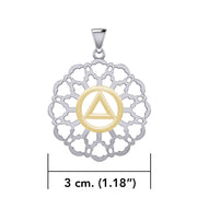 Rose Window with AA Symbol Sterling Silver with 14K Gold Vermeil Accent Pendant MPD6377