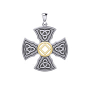 Templar Cross with NA Symbol Sterling Silver with 14K Gold Vermeil Accent Pendant MPD6379