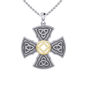 Templar Cross with NA Symbol Sterling Silver with 14K Gold Vermeil Accent Pendant MPD6379