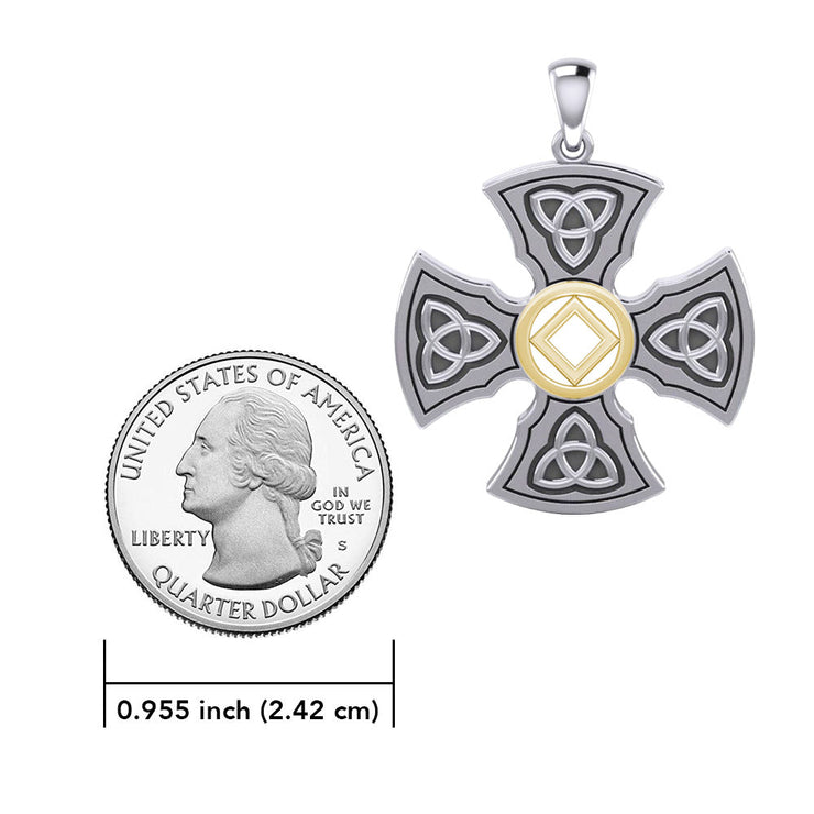 Templar Cross with NA Symbol Sterling Silver with 14K Gold Vermeil Accent Pendant MPD6379