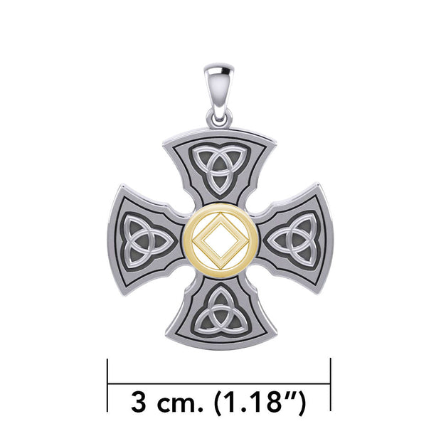 Templar Cross with NA Symbol Sterling Silver with 14K Gold Vermeil Accent Pendant MPD6379