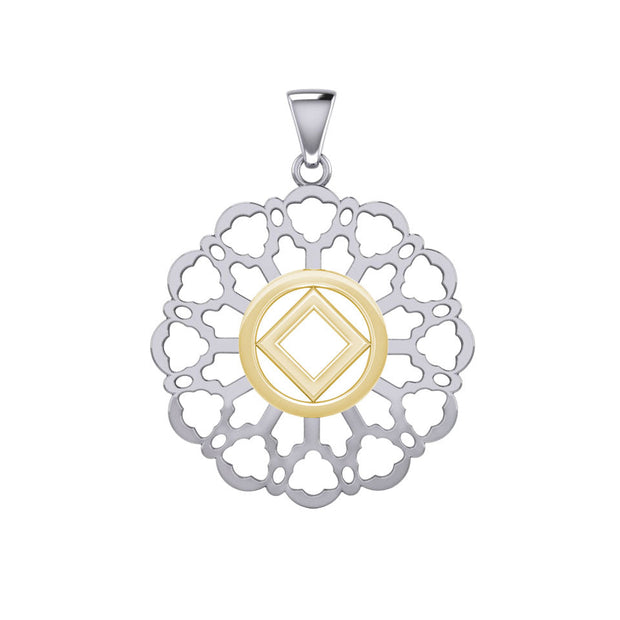 Rose Window with NA Symbol Sterling Silver with 14K Gold Vermeil Accent Pendant MPD6380