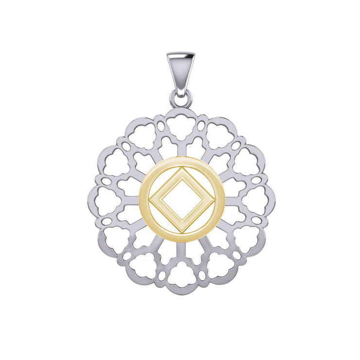 Rose Window with NA Symbol Sterling Silver with 14K Gold Vermeil Accent Pendant MPD6380