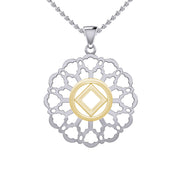 Rose Window with NA Symbol Sterling Silver with 14K Gold Vermeil Accent Pendant MPD6380