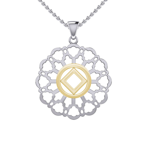 Rose Window with NA Symbol Sterling Silver with 14K Gold Vermeil Accent Pendant MPD6380