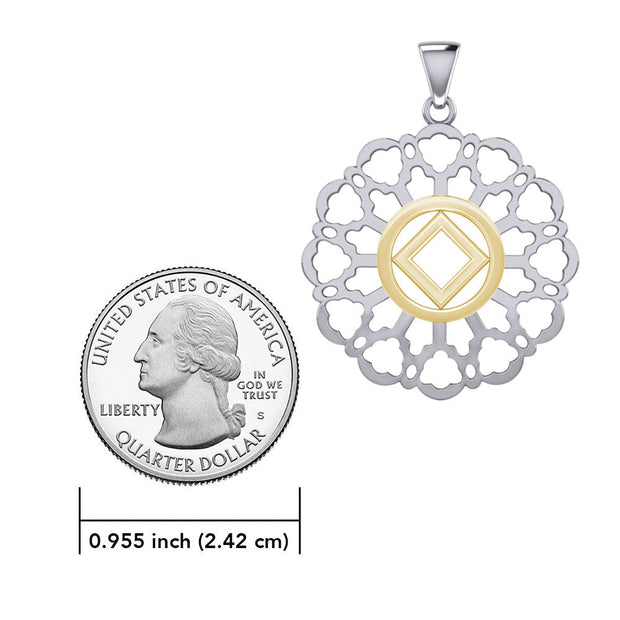 Rose Window with NA Symbol Sterling Silver with 14K Gold Vermeil Accent Pendant MPD6380