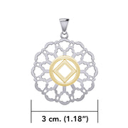 Rose Window with NA Symbol Sterling Silver with 14K Gold Vermeil Accent Pendant MPD6380