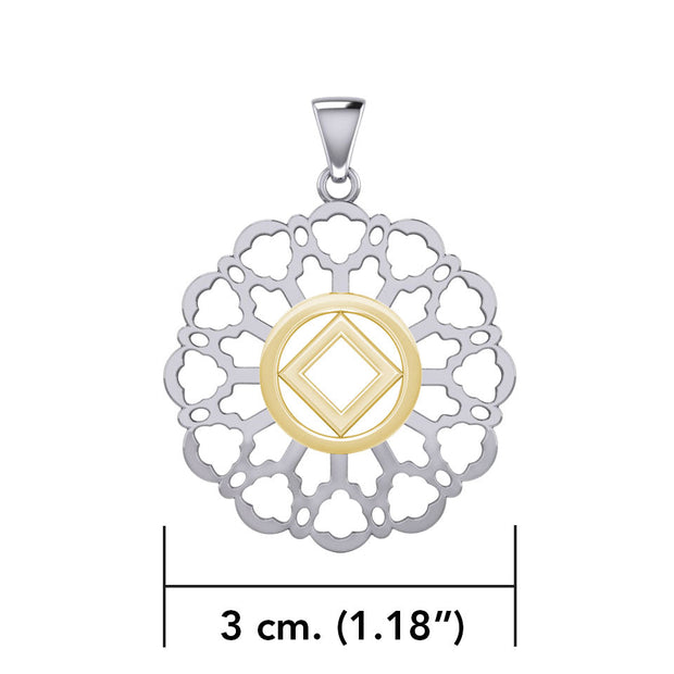 Rose Window with NA Symbol Sterling Silver with 14K Gold Vermeil Accent Pendant MPD6380