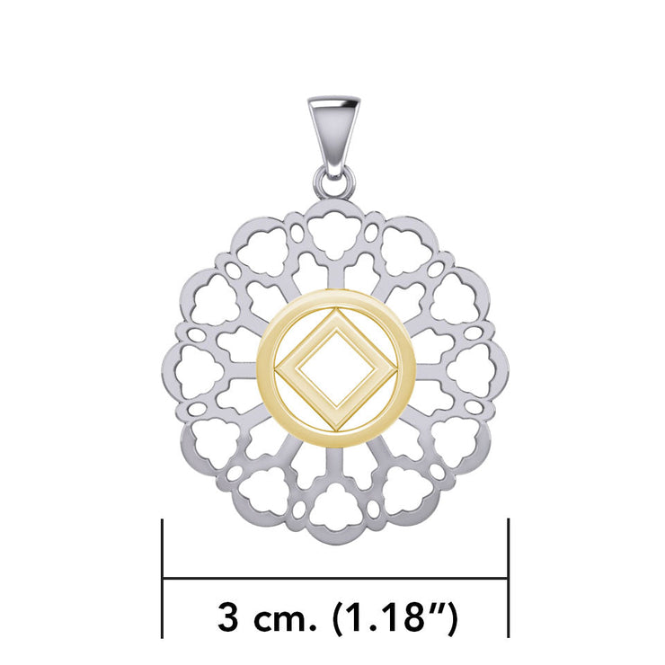 Rose Window with NA Symbol Sterling Silver with 14K Gold Vermeil Accent Pendant MPD6380