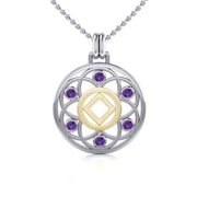 Flower of Life with NA Symbol Sterling Silver with 14K Gold Vermeil Accent Pendant MPD6381