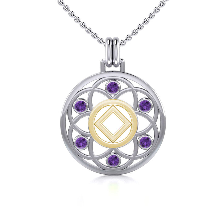 Flower of Life with NA Symbol Sterling Silver with 14K Gold Vermeil Accent Pendant MPD6381