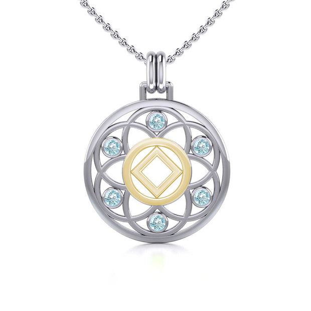 Flower of Life with NA Symbol Sterling Silver with 14K Gold Vermeil Accent Pendant MPD6381