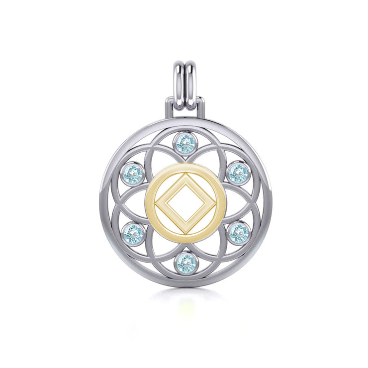 Flower of Life with NA Symbol Sterling Silver with 14K Gold Vermeil Accent Pendant MPD6381