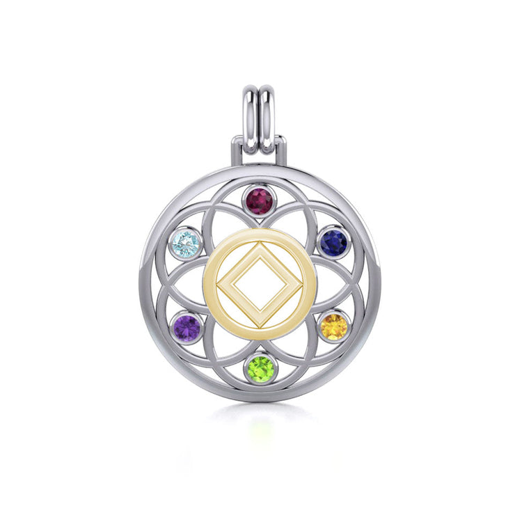 Flower of Life with NA Symbol Sterling Silver with 14K Gold Vermeil Accent Pendant MPD6381