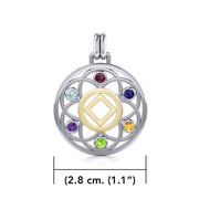 Flower of Life with NA Symbol Sterling Silver with 14K Gold Vermeil Accent Pendant MPD6381