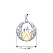 Celtic Phoenix with AA Recovery Symbol Sterling Silver with Gold Accent Pendant MPD6431