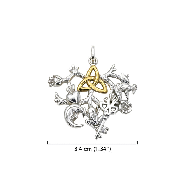 Cimaruta Sterling Silver with 14K Gold Accent Pendant MPD6448