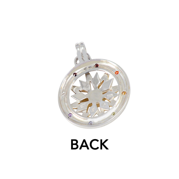 Wander through my compass Silver Pendant with 18K gold accent and gemstone MPD683