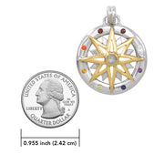 Wander through my compass Silver Pendant with 18K gold accent and gemstone MPD683