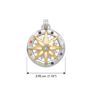 Wander through my compass Silver Pendant with 18K gold accent and gemstone MPD683