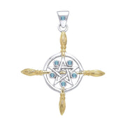 Broomstick & Pentacle silver with 18K Gold Accents Pendant MPD686