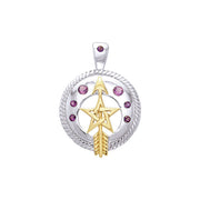 Pentagram silver with 18K Gold Accents Pendant With Gems MPD833