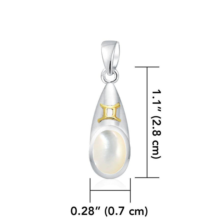Gemini Zodiac Sign Silver and 14K Gold Accent Pendant MPD848