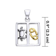 Cancer Zodiac Symbol Silver and 14K Gold Accent Pendant MPD917