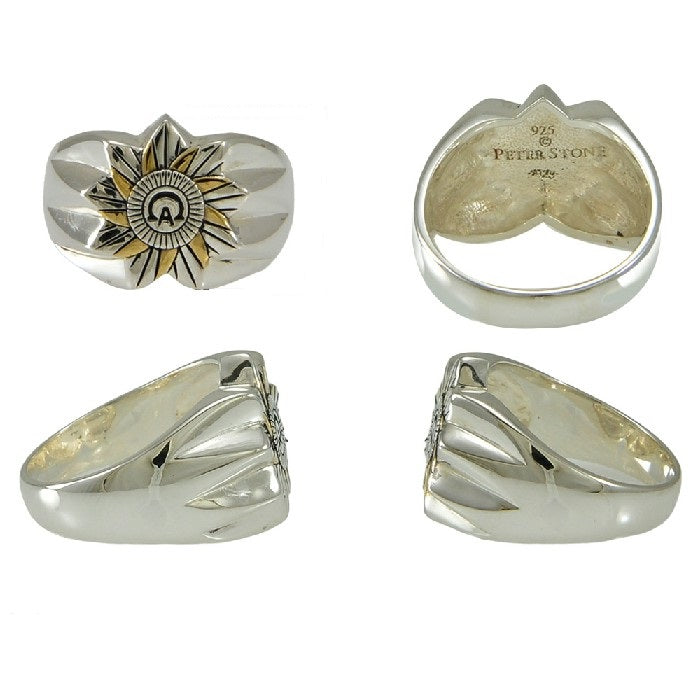 Alpha And Omega Sterling Silver with 14K Gold Accents Ring MRI1576