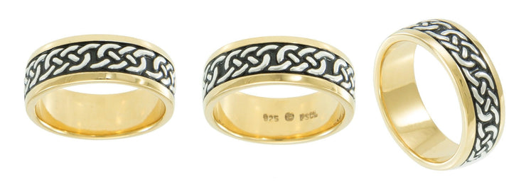 Celtic Knotwork Sterling Silver with 14K Gold Accent Ring MRI1586