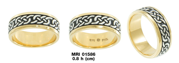 Celtic Knotwork Sterling Silver with 14K Gold Accent Ring MRI1586