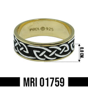 Celtic Knotwork Sterling Silver with 14K Gold Accent Ring MRI1759 - Wholesale Jewelry