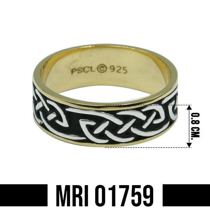 Celtic Knotwork Sterling Silver with 14K Gold Accent Ring MRI1759 - Wholesale Jewelry