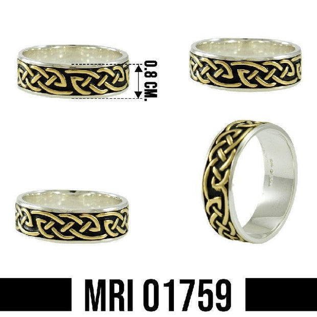 Celtic Knotwork Sterling Silver with 14K Gold Accent Ring MRI1759 - Wholesale Jewelry