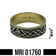 Celtic Knotwork Sterling Silver with 14K Gold Accent Ring MRI1760