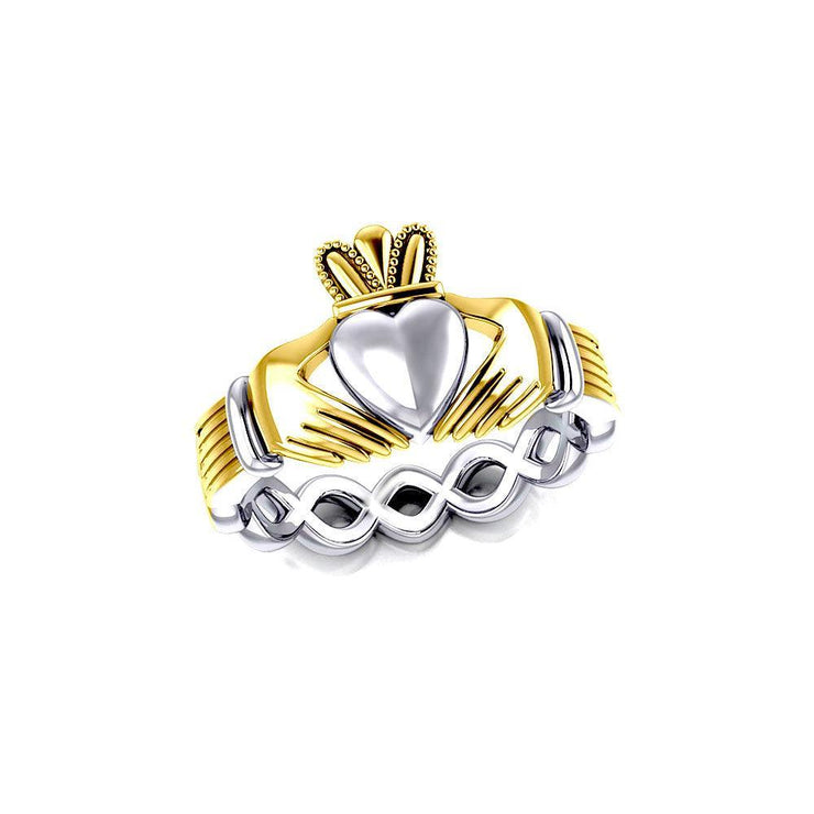 Infinity Claddagh Sterling Silver with Gold Accent Ring MRI1116