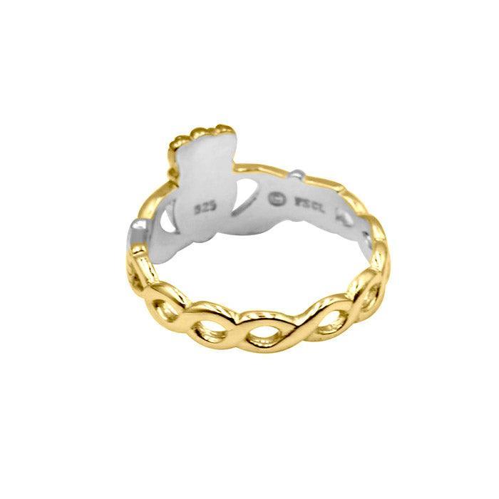 Infinity Claddagh Sterling Silver with Gold Accent Ring MRI1116