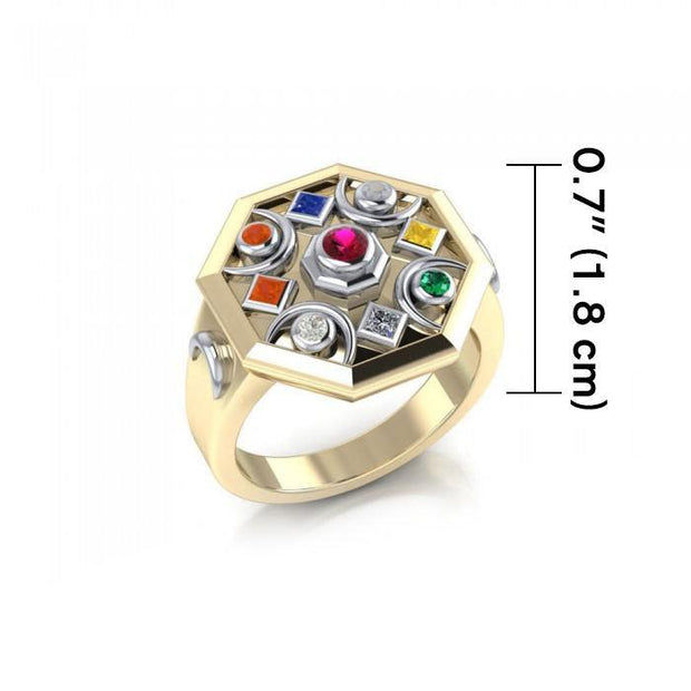 Chandra Moon Silver and Gold Accent Ring MRI1247 - Wholesale Jewelry