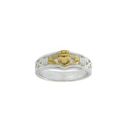 Celtic Claddagh Sterling Silver with 14K Gold Accent Ring MRI893