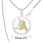 Double Whale Tail Sterling Silver with Gold Accent Pendant and Chain Set MSE974