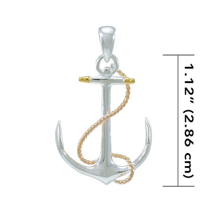 Anchor and Rope Three Tone Pendant OMG635 - Wholesale Jewelry