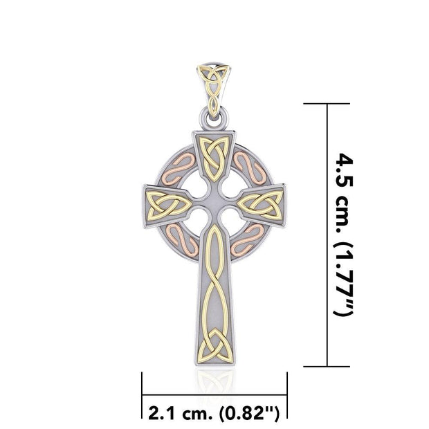Celtic Knotwork Cross Three Tone Pendant OTP037 - Wholesale Jewelry