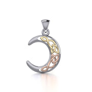 Celtic Moon Silver with 14K Yellow and Pink Gold Accent Pendant OTP2963